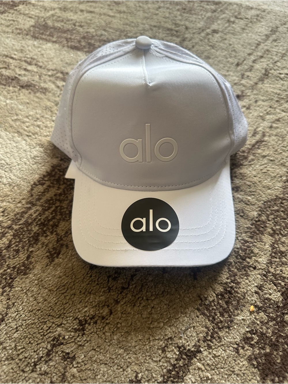 ALO Yoga White and White  Logo Trucker Hat